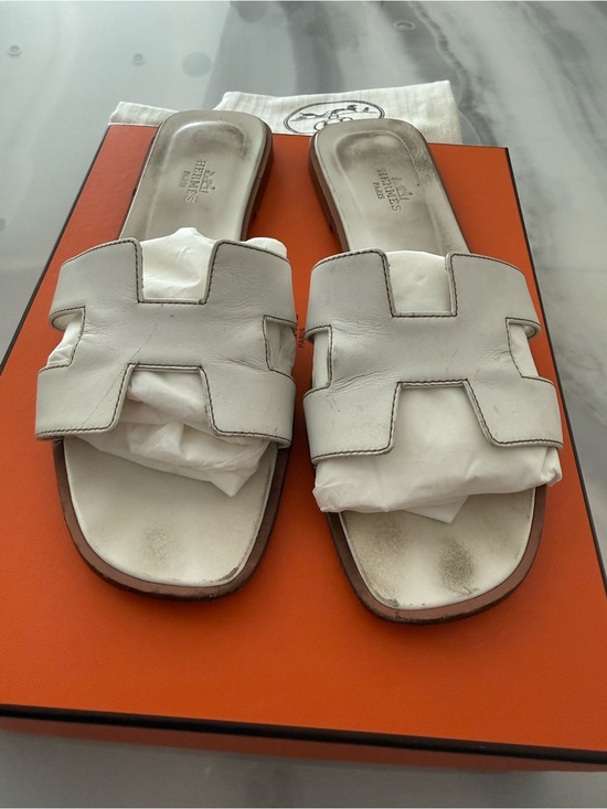 Shoes - White Oran Leather Slide Sandals - Women